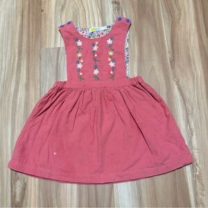 Baby Boden Pink Pinafore Dress with Floral Embroidery